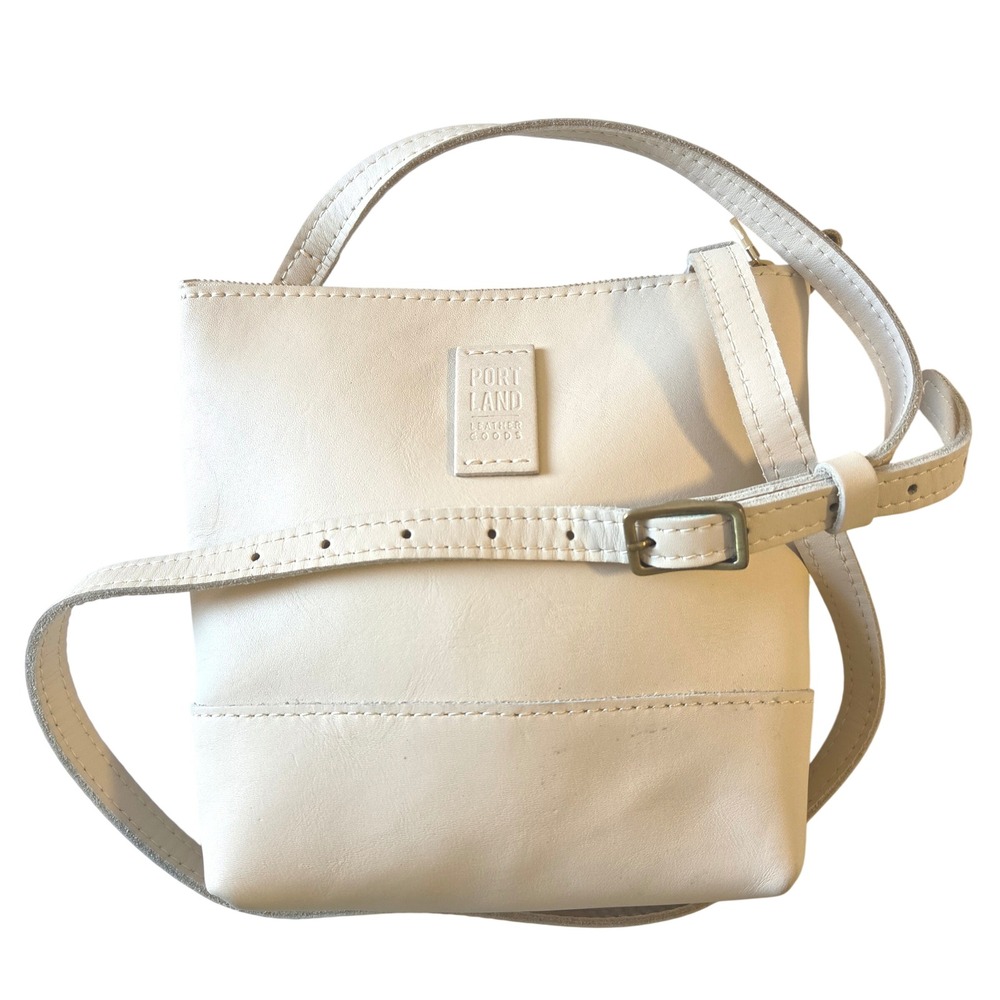 Portland Leather Goods Cream Bone Leather Crossbody Bag Adjustable Strap